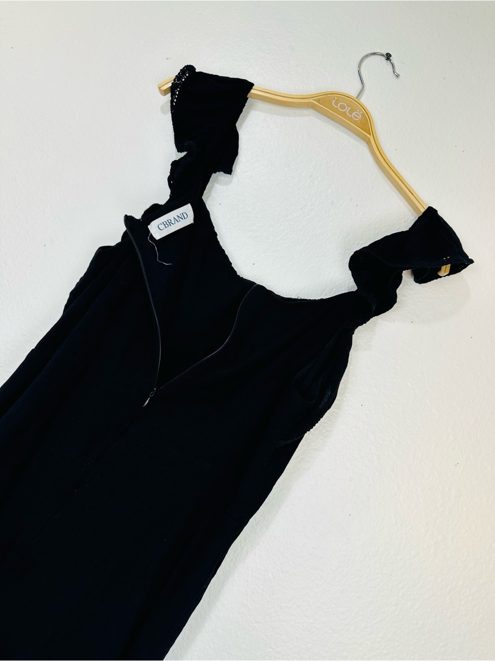 Black Ruffle Mini Dress with Button-Front - Picture 5 of 7